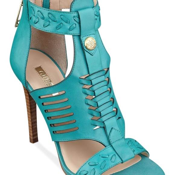 Guess GW Corale  Turquoise High Heel Sandals Sz-7 - Picture 3 of 13